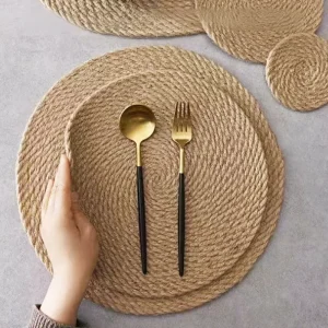 Modern Design Hemp Rope Woven Circle Placemat Coaster Pot Mat Heat Insulation