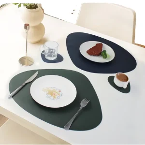 Modern Design PU Leather Waterproof Reusable Table Mats Non-Slip Insulation 43x34cm 2mm Thick Model YY653 Factory Pads
