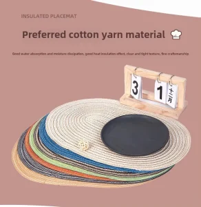 Modern Design Vintage Cotton Rattan Braided Eco Friendly Oval Woven Placemats Coasters 35x50cm 2mm Thickness Heat Resistant