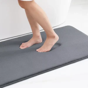 Modern Design Water Absorption Quick Dry Non Slip Memory Foam Eco Friendly PET Friendly Plaid Pattern Soft Velvet Bath Mat