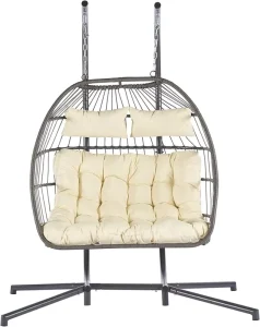 Modern Double Seater Egg Swing Chair for Outdoor Parks Patio Gyms Courtyards Halls Shopping Malls Farm Wineries