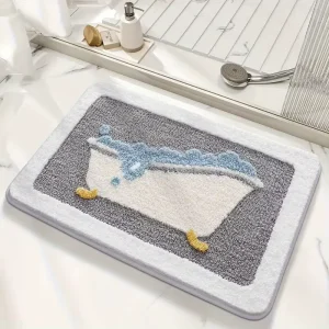 Modern Durable Polyester Bath Mats Non Slip Bathroom Rug with Cute Print Absorbent and Machine Made