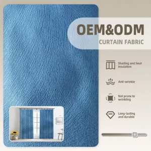 Modern Embossed Jacquard 100% Polyester Window Curtain Fabric Blackout Roll Curtains for Living Room