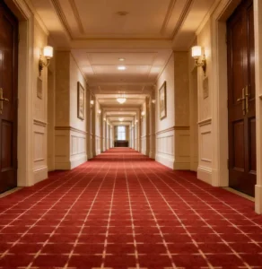 Modern European Style Anti static Fire Resistant Carpet Wall to Wall Loop Pile Machine Tufted Washable Polyester Nylon