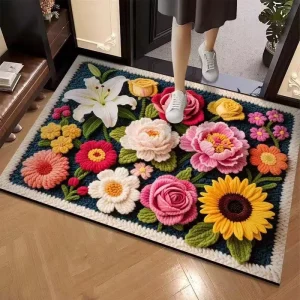 Modern Fashion Soft Non Slip Absorbent Rubber Bath Mats Cushioned Design Cartoon Floral Pattern Pet Friendly for Home Hotel Use