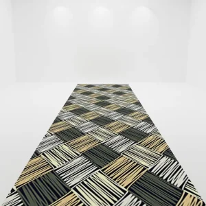 Modern Faux Cashmere Plaid Printing Hallway Runner Rug Large Size 80x300cm Non Slip Washable Long Corridor for Living Room