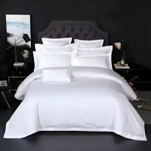 Modern Five Star Hotel Four Piece Cotton Bedding Set Pure White Bed Sheet and Quilt Stylish Contemporary Design