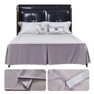 Modern Flat Split Bed Skirt 105GSM Brushed Polyester Twill Decorative Bed Skirting for Bedroom & Homestay