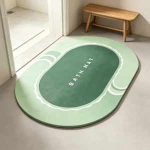 Modern Floral Diatom Mud Absorbent Kitchen Bathroom Floor Mat Waterproof Non Slip Microfiber Polyester Rug for Home