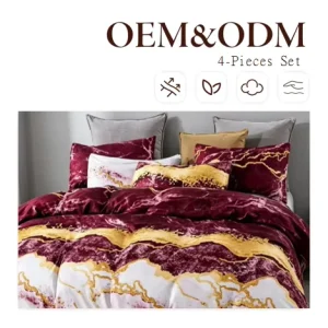 Modern Floral Eco-Friendly 4-Piece Comforter Set with Matching Curtains and Bedding Sheets for Winter Bedroom
