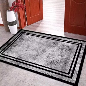 Modern Floral Polyester Doormat Rug Carpet Luxury Machine Made Small Size Home Door for Living Room