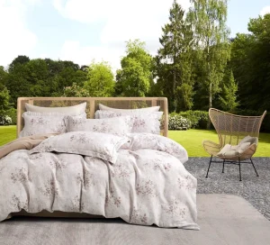 Modern Floral Print Comforter Set 100% Cotton Eco Friendly All Season Soft Against the Skin Breathable Four Piece Bedding Set