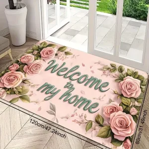 Modern Floral Style Reversible Doormat Foot Mat for Home Spring Entrance Dirt Resistant Wear Resistant Carpet