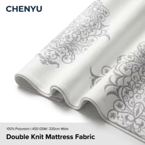 Modern Flower Jacquard Mattress 100% Polyester Yarn Dyed Double Knit Heavyweight Fabric