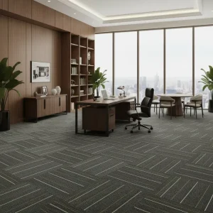 Modern Geometric Anti-slip Cushioned Grey Non-woven Carpet Tiles (50*50cm) Commercial Home Office Flooring Factory Direct Supply