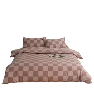 Modern Geometric Pattern 4pc Bed Sheet Set Black White Gray King Size 1 Flat 1 Fitted Sheet 2 Pillow Printed Polyester Bedding