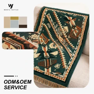 Modern Geometric Woven Jacquard Sofa Throw Blanket for Interior Decor