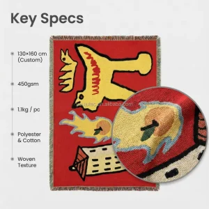 Modern Graphic Durable Jacquard Woven Throw Blanket Graffiti Style Geometric Solid Customizable Tapestry Style