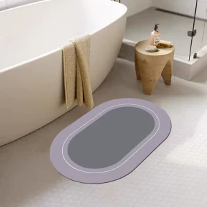 Modern Gray Bath Rugs Mats Non Slip Quick Dry Super Absorbent Rubber Backed Diatom Mud Floor Mat for Bathroom Shower Sink