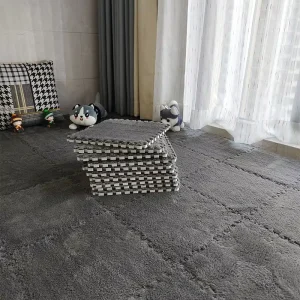Modern Gray Living Room Carpet Child friendly Wall to Wall Foam Carpets with Cut Pile Technique