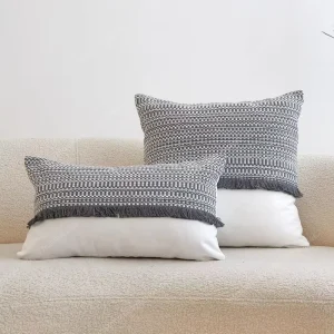 Modern Gray Textured 100% Cotton Removable & Washable Decorative Throw Pillow Cover