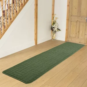 Modern Green Embossed 40*240cm Tufted Runner Absorbing Floor Mat for Kitchen Door Made of Polyester Material