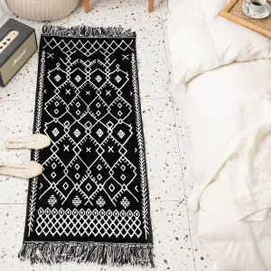 Modern Hand Jacquard Woven Boho Runner Rugs Non Slip Washable Floor Mats for Home Camping & Travel