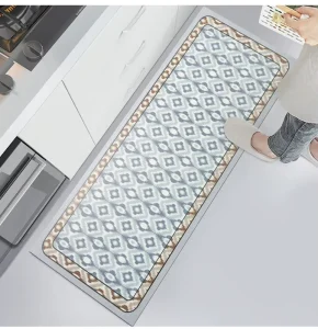 Modern Handmade 2 Piece Kitchen Rug Runner Set PVC Non Slip Waterproof Anti Fatigue Floor Mats Washable Stylish Print