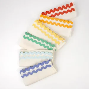 Modern Handmade Cotton Linen Cloth Napkin Embroidered Wave Edge Color Blocking Design Stylish Handicrafts Accessory