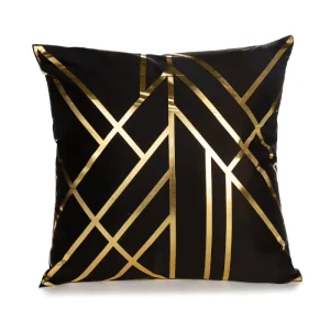 Modern Handmade Geometric Dutch Velvet Decorative Throw Pillow Gold Foiling Home Hotel Use Knitted
