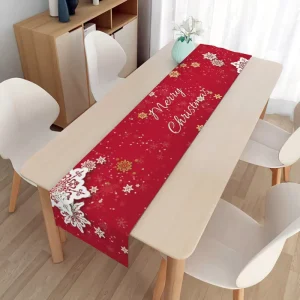 Modern Handmade Waterproof Christmas Printed Linen Tablecloth Liner Cross Border Holiday Decorative Long Table Runner