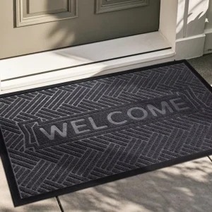 Modern Heavy Duty PVC Entrance Rug Non Slip Indoor Outdoor Washable Front Door Mat Reversible Cushioned Feature for Home Hotel