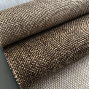 Modern High End Hotel Wall Coat Coarse Linen Fine Rattan Woven Seamless Straw Damask Textured Fabric Wallpaper