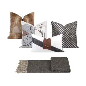 Modern Home Brown Cushion High-End Memory Light Luxury Style Vintage Portrait Heated Massage Pillowcase for Living Room