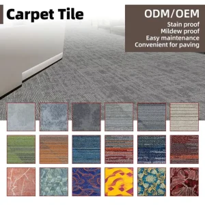 Modern Home Office Carpet Flooring Tiles Decorative Plain Carpet Antifungal Fire Retardant Cushioned Style