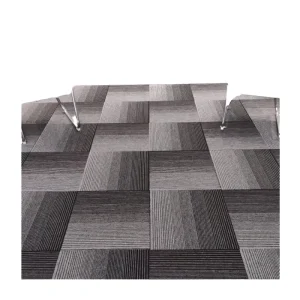 Modern Home Office Carpet Flooring Tiles Polypropylene Machine Made Striped Pattern Antifungal Fire Retardant Cushioned PET