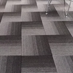 Modern Home Office Carpet Flooring Tiles Polypropylene Machine Made Striped Pattern Meeting Room Carpet Tile
