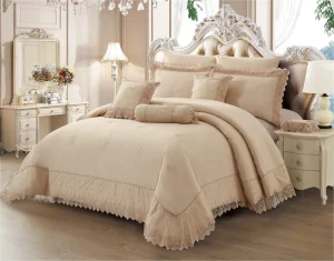 Modern Home Textile Soft Microfiber Fabric Bed Sheet Luxury Embroidery Design Skin-Friendly Bedding Comforter Set