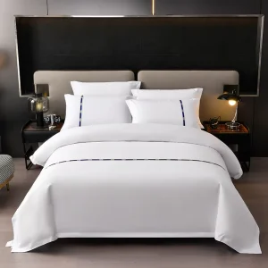 Modern Hotel Bedding Solid Color 100% Polyester Custom Bed Sheet Set with Decorative Border OEKO-TEX Certified