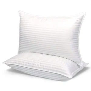 Modern Hotel Quality King Queen Size Bed Pillows Solid Square Polyester Fabric High Thread Count Rectangular Neck Pack 2