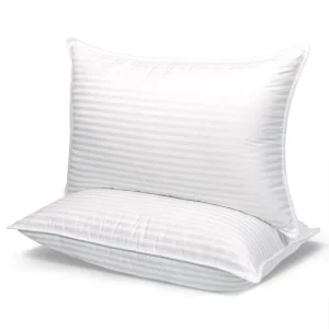 Modern Hotel Quality King Queen Size Bed Pillows Solid Square Polyester Fabric High Thread Count Rectangular Neck Part Pack 2