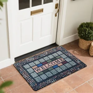 Modern Indoor Loop Pile Entrance Door Mat Non Slip Rubber Area Rug for Floor Washable Entryway Rug for Home Use