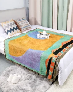 Modern Jacquard Tapestry Thick Sofa Throw Blanket Soft Home Decor for Office and Travel Use