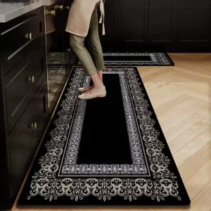 Modern Kitchen Rug Anti-Slip Velvet Crystal Polyester Machine Washable Kitchen Floor Mat