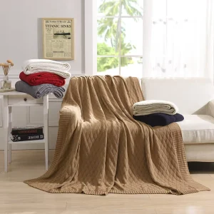 Modern Knitted Chunky Knit Throw Blankets Comfortable Soft Eco Friendly Skin Friendly Sofa Bed Cotton Blanket