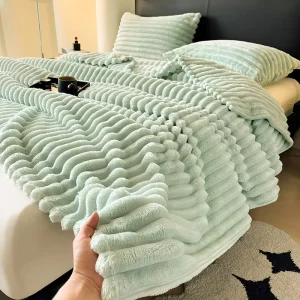 Modern Knitted Flannel Fleece Blanket for Couch and Bed Cozy Home Decor for All Seasons