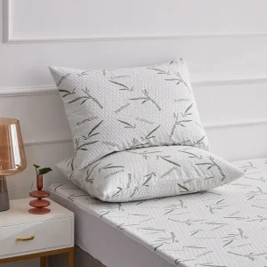 Modern Knitted TPU Fabric Waterproof Sustainable Solid Cooling Summer Home Pillow Protector Bamboo Fiber Pillowcase