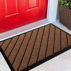 Modern Large Outdoor Double Striped Entry Mat Non Slip Cushioned Washable Welcome Mat for Hotel Office Easy Cleaning Door Mat