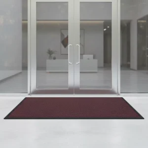 Modern Large sized Striped Cut Pile Plaid Pattern Non Slip Durable Thin Machine Made Rubber Rectangle Door Mats OEM