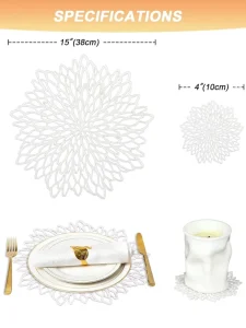 Modern Laser Cut 4mm Thick Felt Placemats Set Heat Resistant Non Slip Table Mats for Dining Table